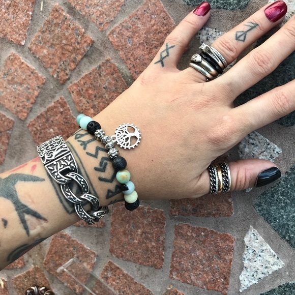 Amazonite lava oil diffuser tree of life bracelet - Picture 6 of 8